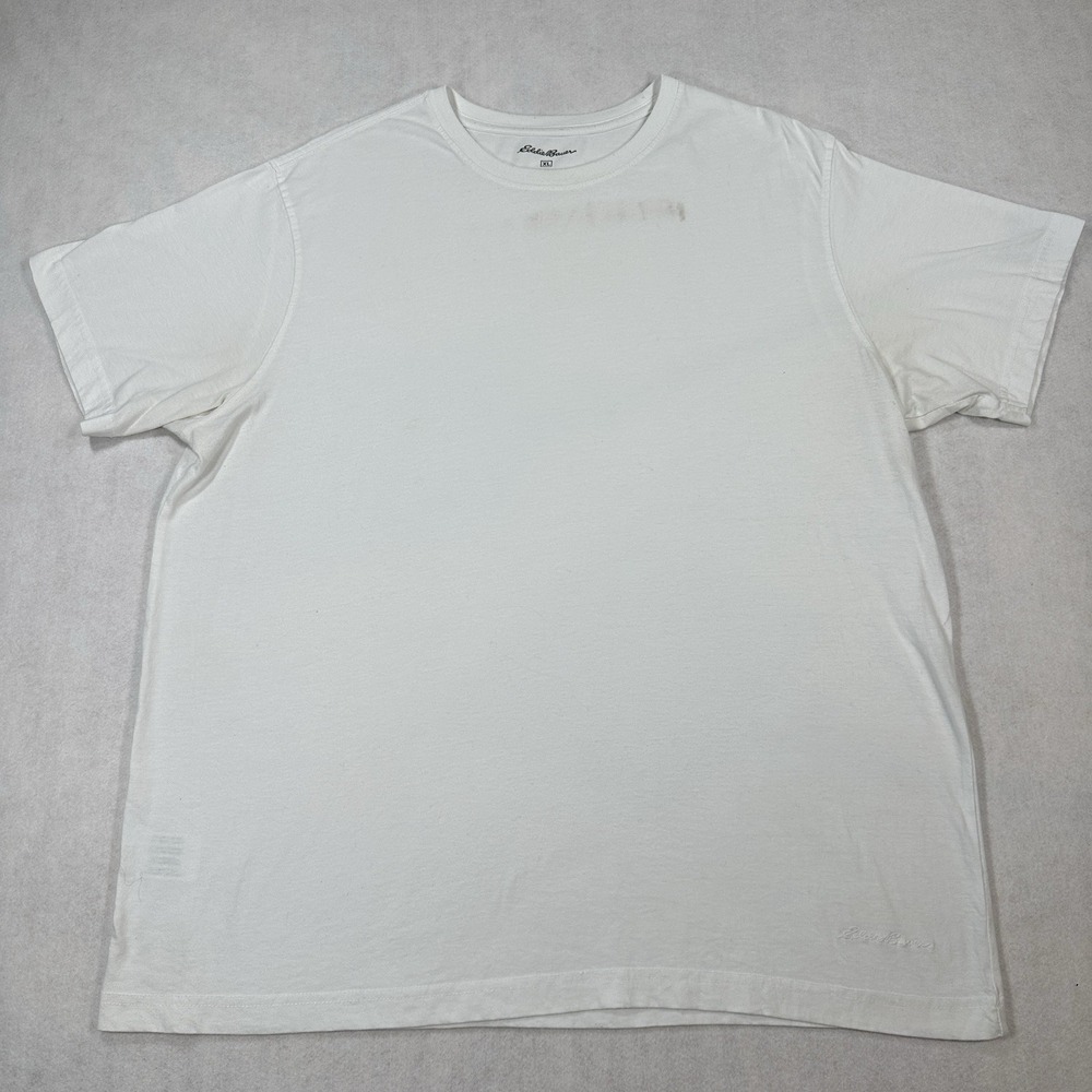 Eddie Bauer Mens XL White T Shirt Embroidered Logo Short Sleeve Crewneck Tee